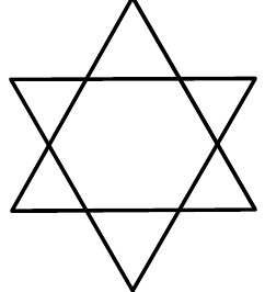 A six-pointed star made of two overlapping equilateral triangles, one pointing up and one pointing down.