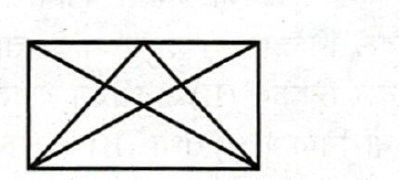 A rectangle with both diagonals and two lines from the top side to the opposite bottom corners; count the triangles.