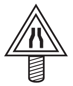 Triangular road warning sign with a double outline, on a post; inside, two vertical lines that bend inward towards each other halfway up.